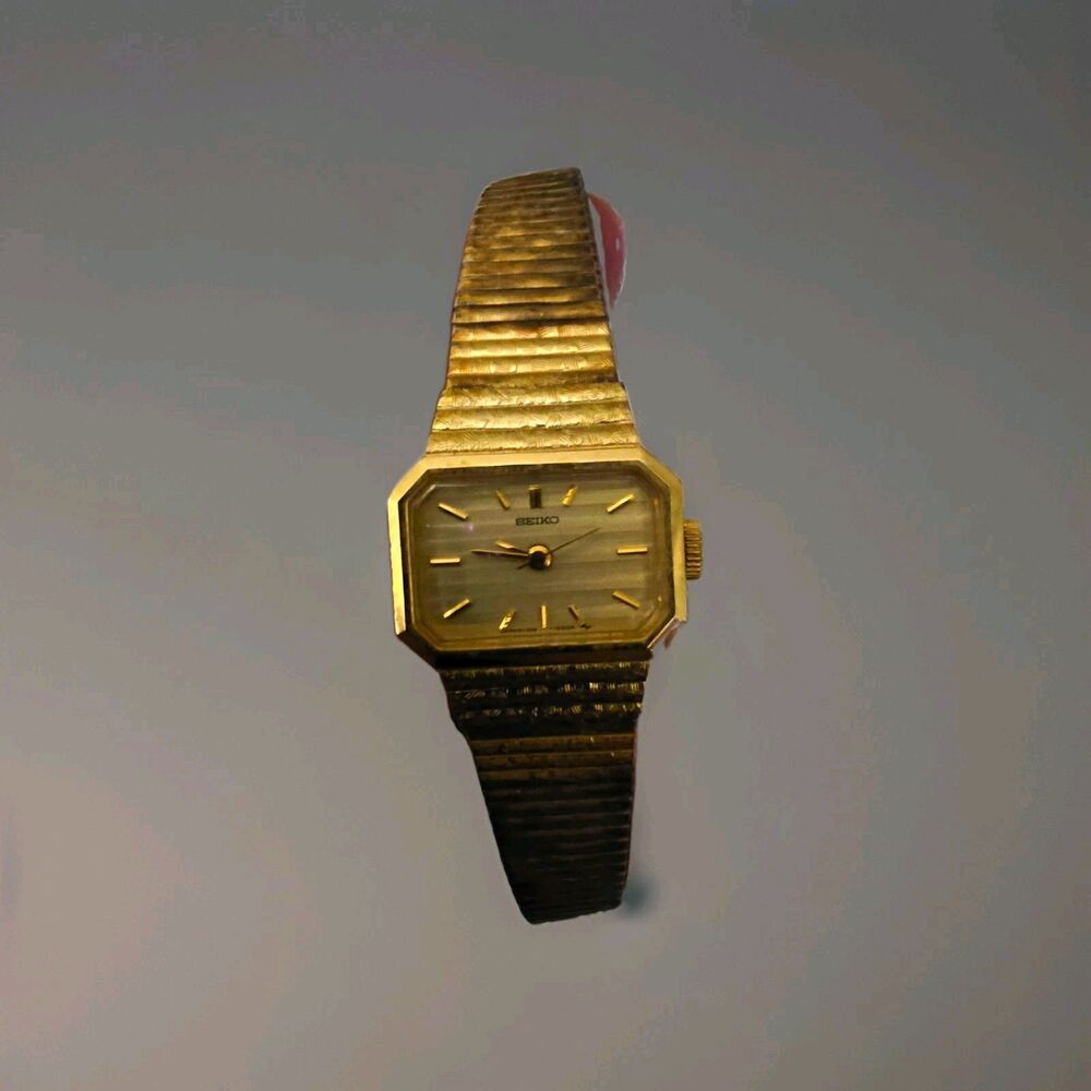 Vintage Seiko Ladies 1104-5000 Gold Tone Mechanical Watch Expansion Band Runs